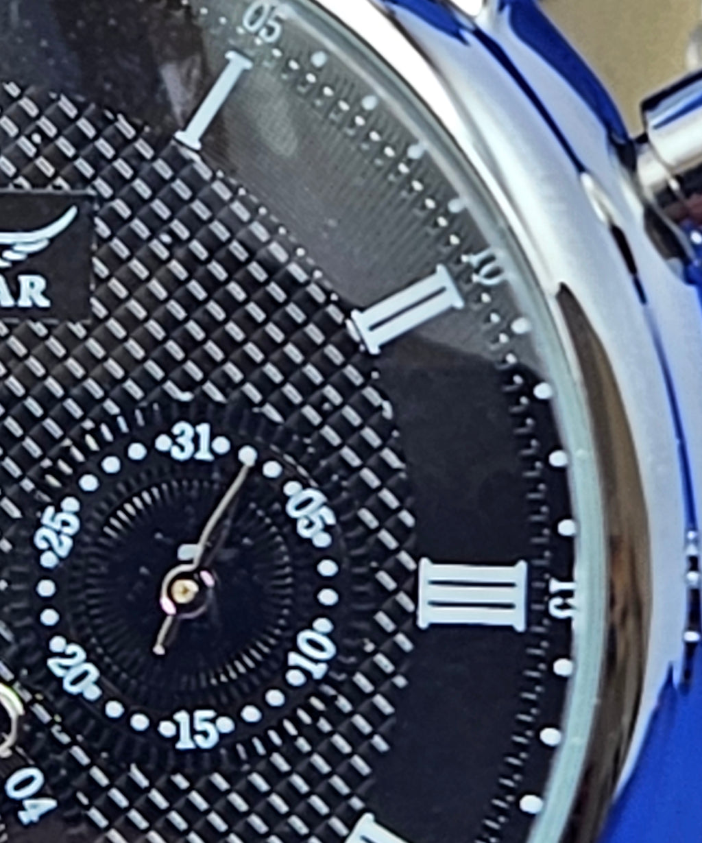 Jaragar Sport Mens Watch Black Dial Roman Numerals New Designer Style Wristwatch