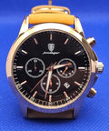 Poedagar Men's Luxury Chronograph Watch | Rose Gold Case & Premium Leather Strap