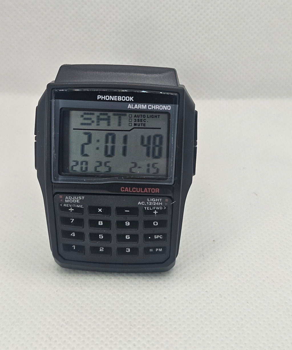 Retro Black Digital Calculator Watch | Vintage Phonebook Wristwatch