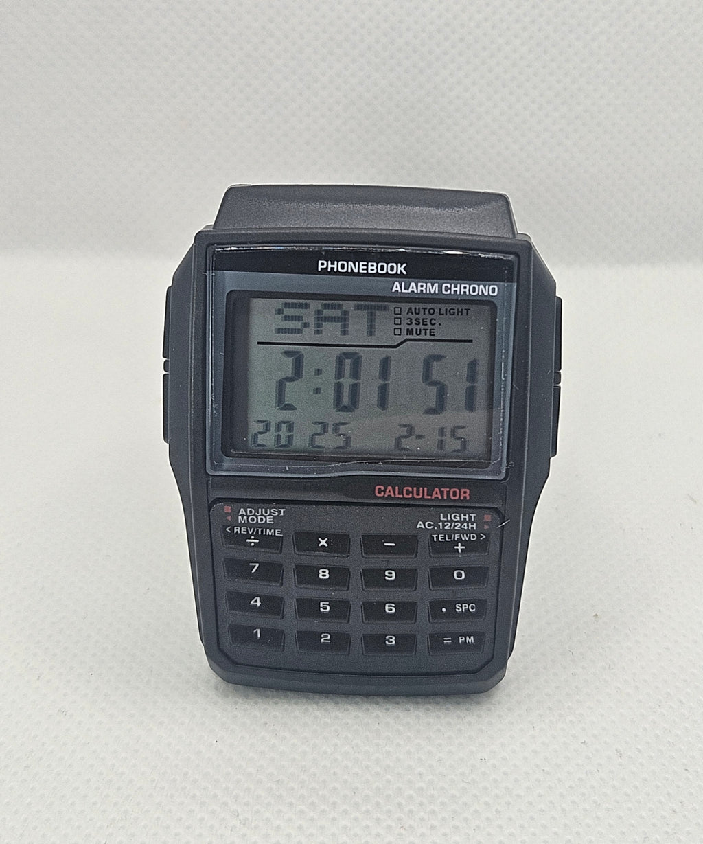 Retro Black Digital Calculator Watch | Vintage Phonebook Wristwatch