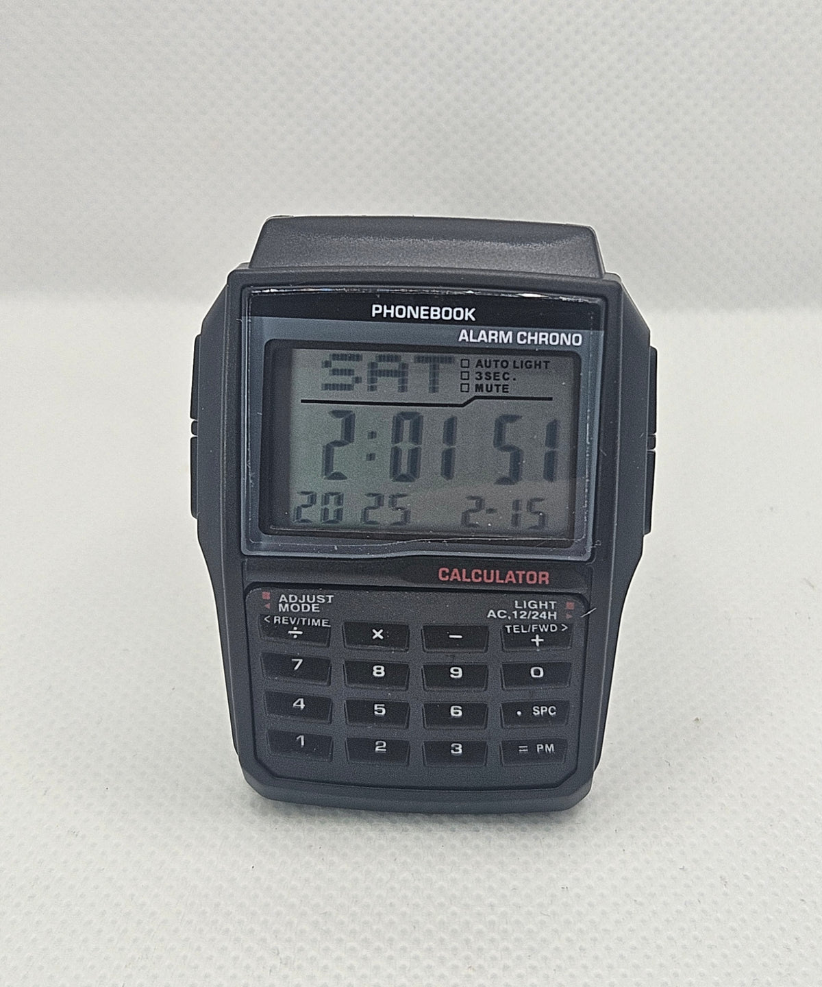 Retro Black Digital Calculator Watch | Vintage Phonebook Wristwatch