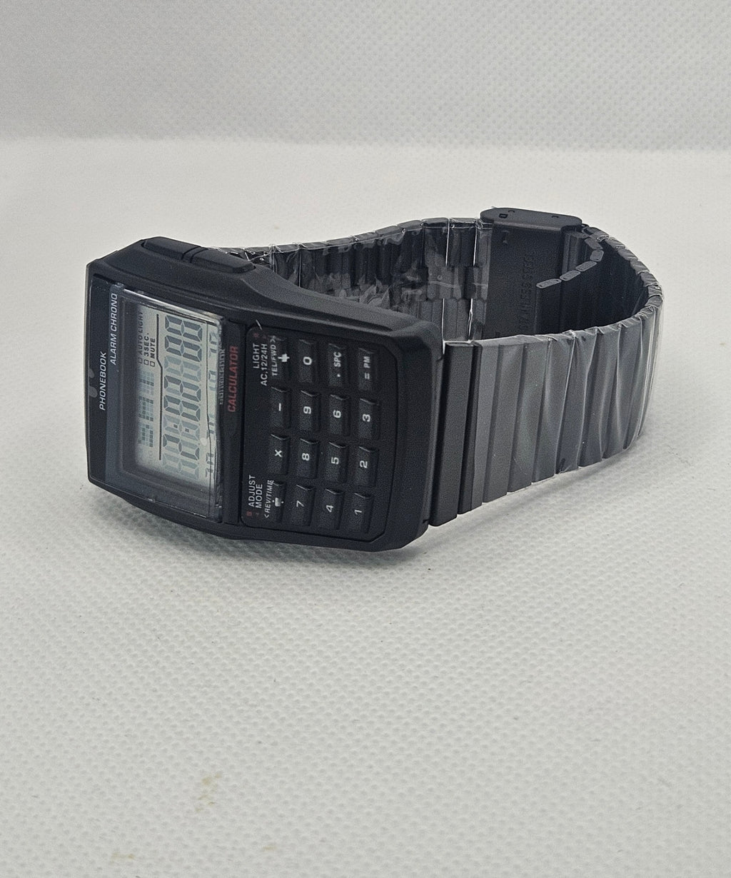Retro Black Digital Calculator Watch | Vintage Phonebook Wristwatch