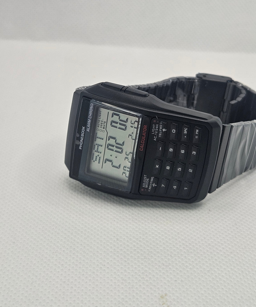 Retro Black Digital Calculator Watch | Vintage Phonebook Wristwatch