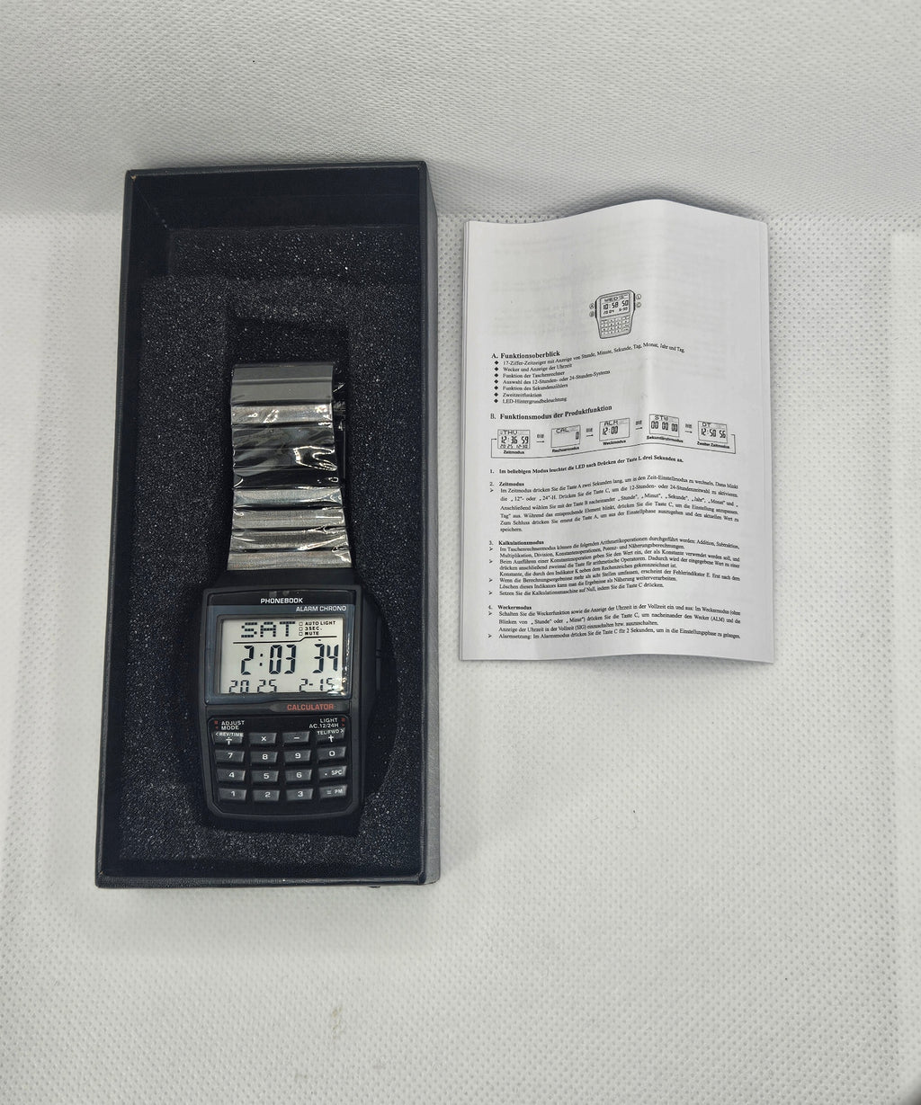 Retro Black Digital Calculator Watch | Vintage Phonebook Wristwatch