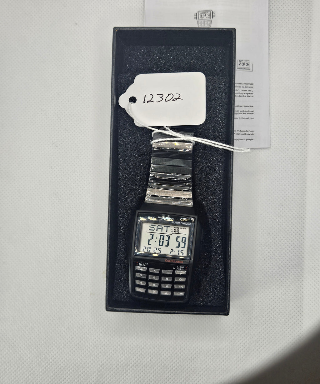 Retro Black Digital Calculator Watch | Vintage Phonebook Wristwatch