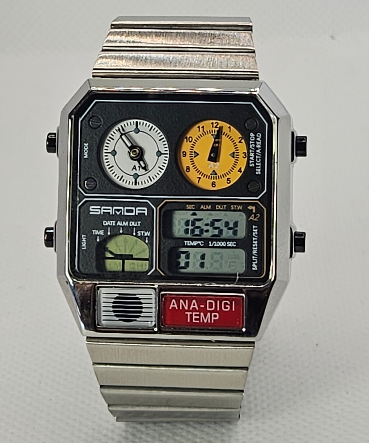 SAMDA Retro Dual-Zone Ana-Digi Temp Watch – Stealth Black Edition