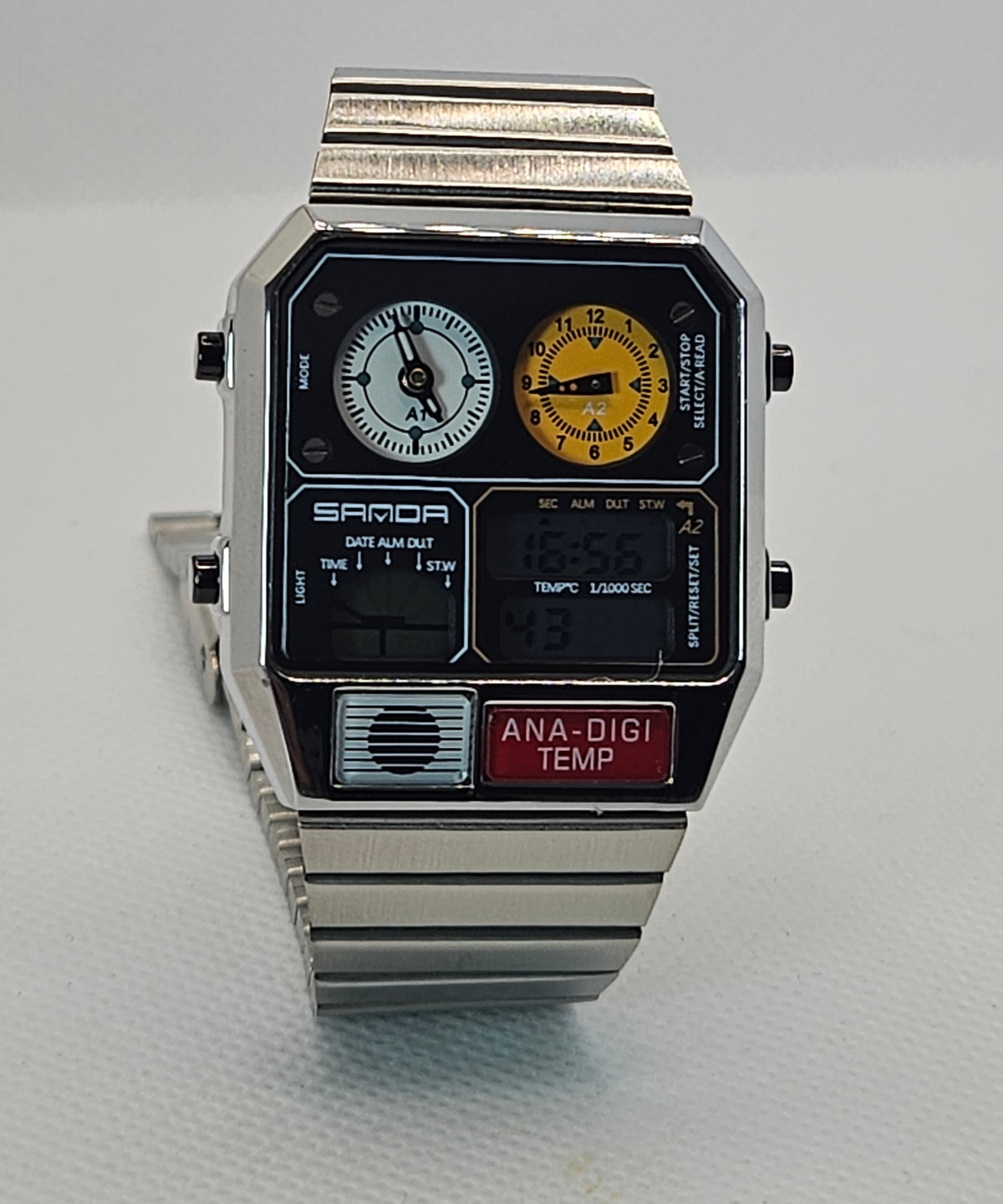 SAMDA Retro Dual-Zone Ana-Digi Temp Watch – Stealth Black Edition