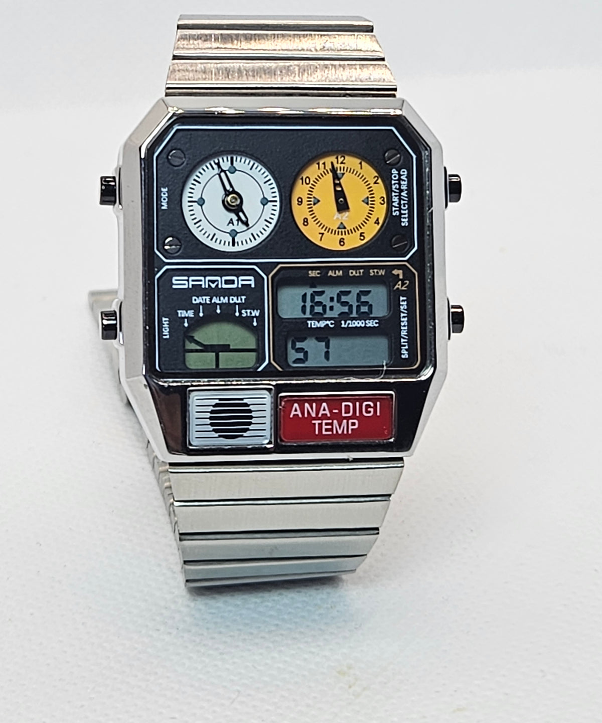 SAMDA Retro Dual-Zone Ana-Digi Temp Watch – Stealth Black Edition