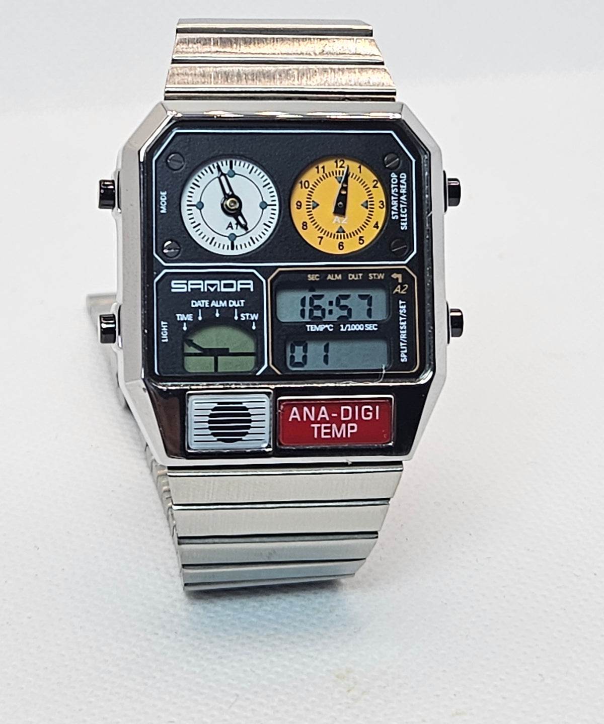SAMDA Retro Dual-Zone Ana-Digi Temp Watch – Stealth Black Edition