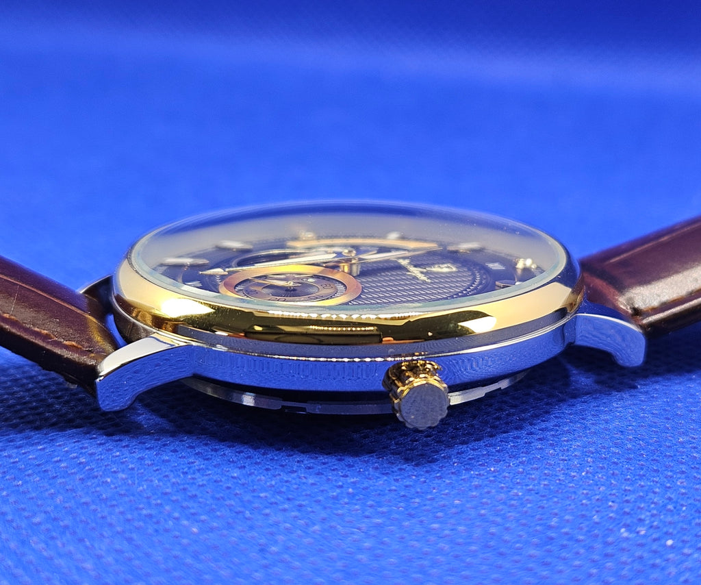 Poedagar Men's Luxury Automatic Mechanical Watch | Skeleton Dial & Brown Leather Strap (Model 1416)