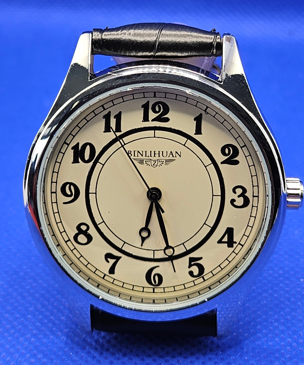 Vintage Art Deco Mens Watch | Classic Cream Dial & Leather Strap
