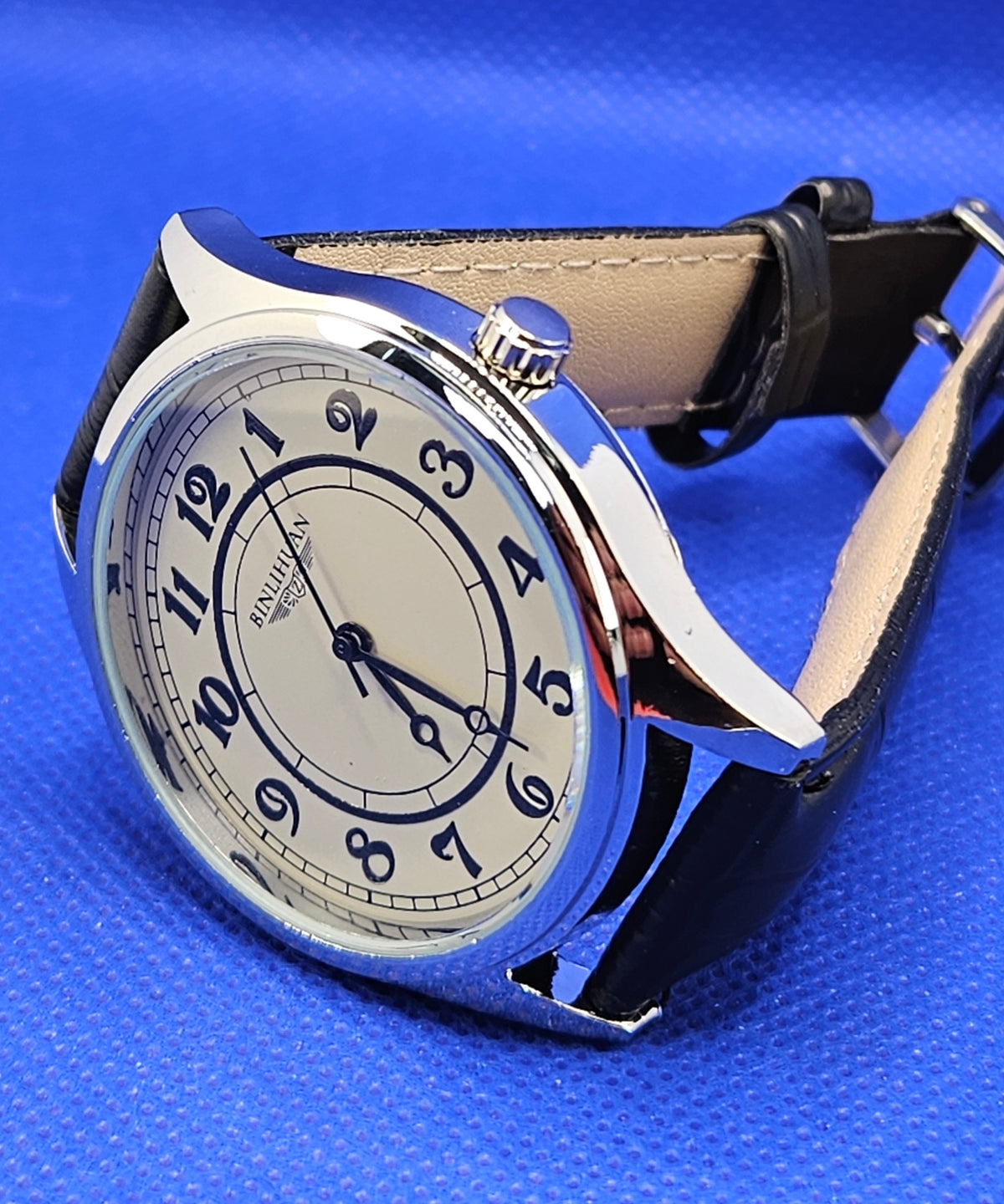 Vintage Art Deco Mens Watch | Classic Cream Dial & Leather Strap