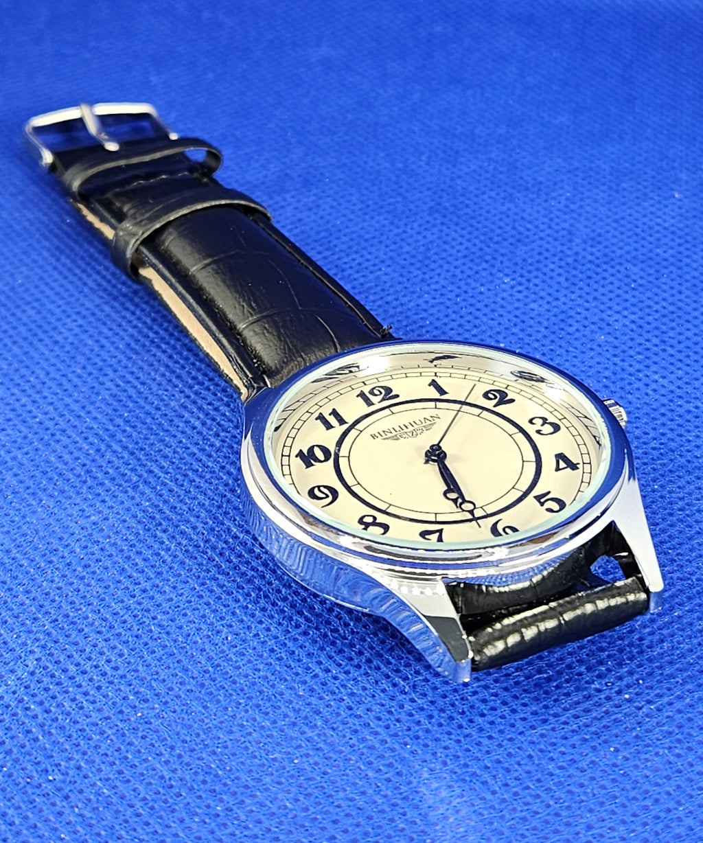 Vintage Art Deco Mens Watch | Classic Cream Dial & Leather Strap