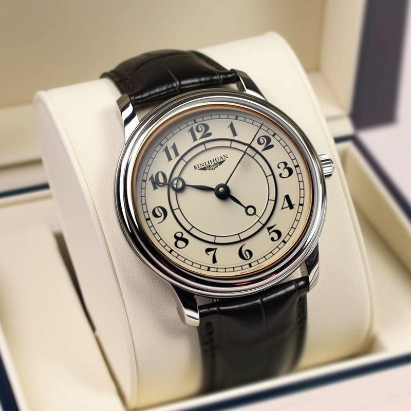 Vintage Art Deco Mens Watch | Classic Cream Dial & Leather Strap