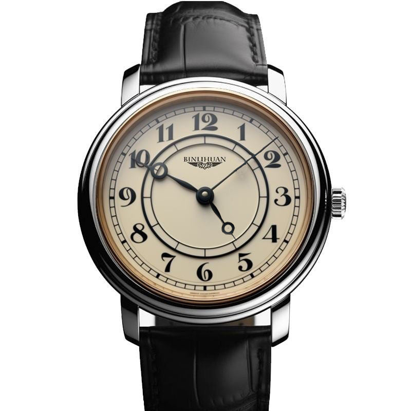Vintage Art Deco Mens Watch | Classic Cream Dial & Leather Strap