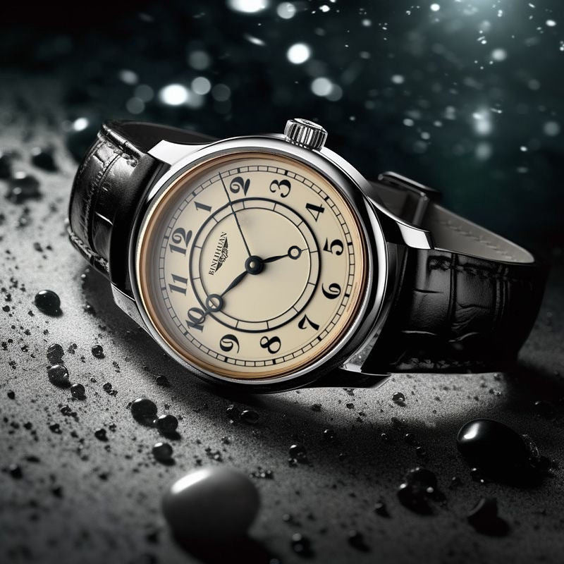 Vintage Art Deco Mens Watch | Classic Cream Dial & Leather Strap