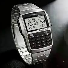 Retro Stainless Steel Digital Calculator Watch – Multifunction Chronograph with Alarm, Stopwatch, Dual Time & LED Backlight